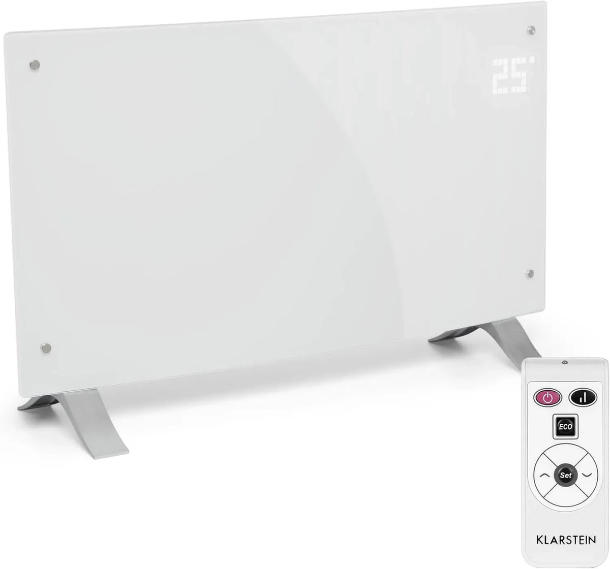 Klarstein Stufa Elettrica Basso Consumo, Termoconvettore Elettrico a Parete con Termostato, Stufa Elettrica 2000W, Termosifone Elettrico Basso Consumo