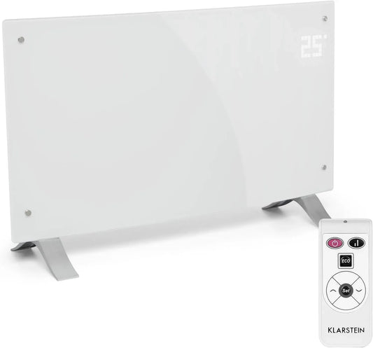 Klarstein Stufa Elettrica Basso Consumo, Termoconvettore Elettrico a Parete con Termostato, Stufa Elettrica 2000W, Termosifone Elettrico Basso Consumo